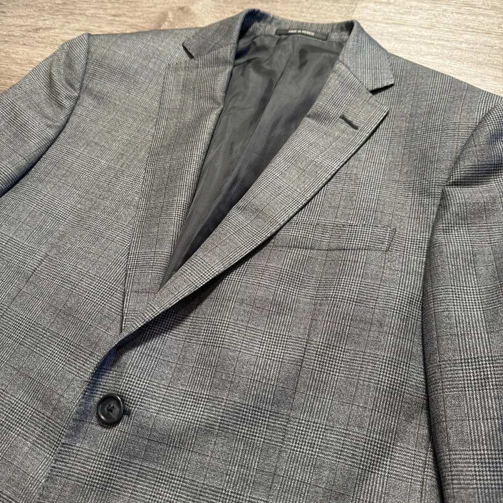 Z Zegna Blazer Mens 40R Gray 100% Wool Glen Plaid Sport Coat Drop‎ 7 Two Button